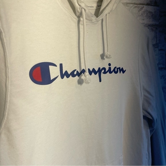 CHAMPION Long Sleeve Hooded Tee Shirt White size Medium‎ - Picture 2 of 5